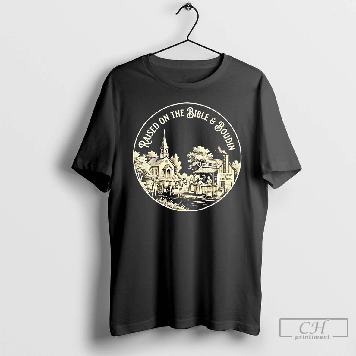 Premium Raised On The Bible And Boudin T-Shirts, Hoodie, Sweatshirt | HypeCrazeTee.com