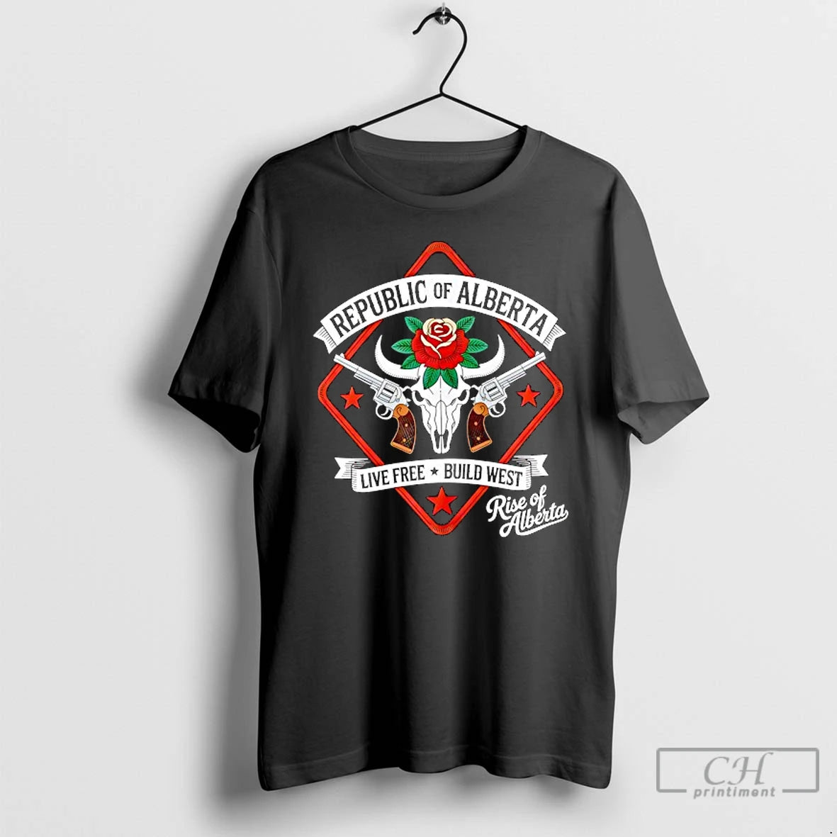 Premium Republic Of Alberta Live Free Build West Rise Of Alberta T Shirts