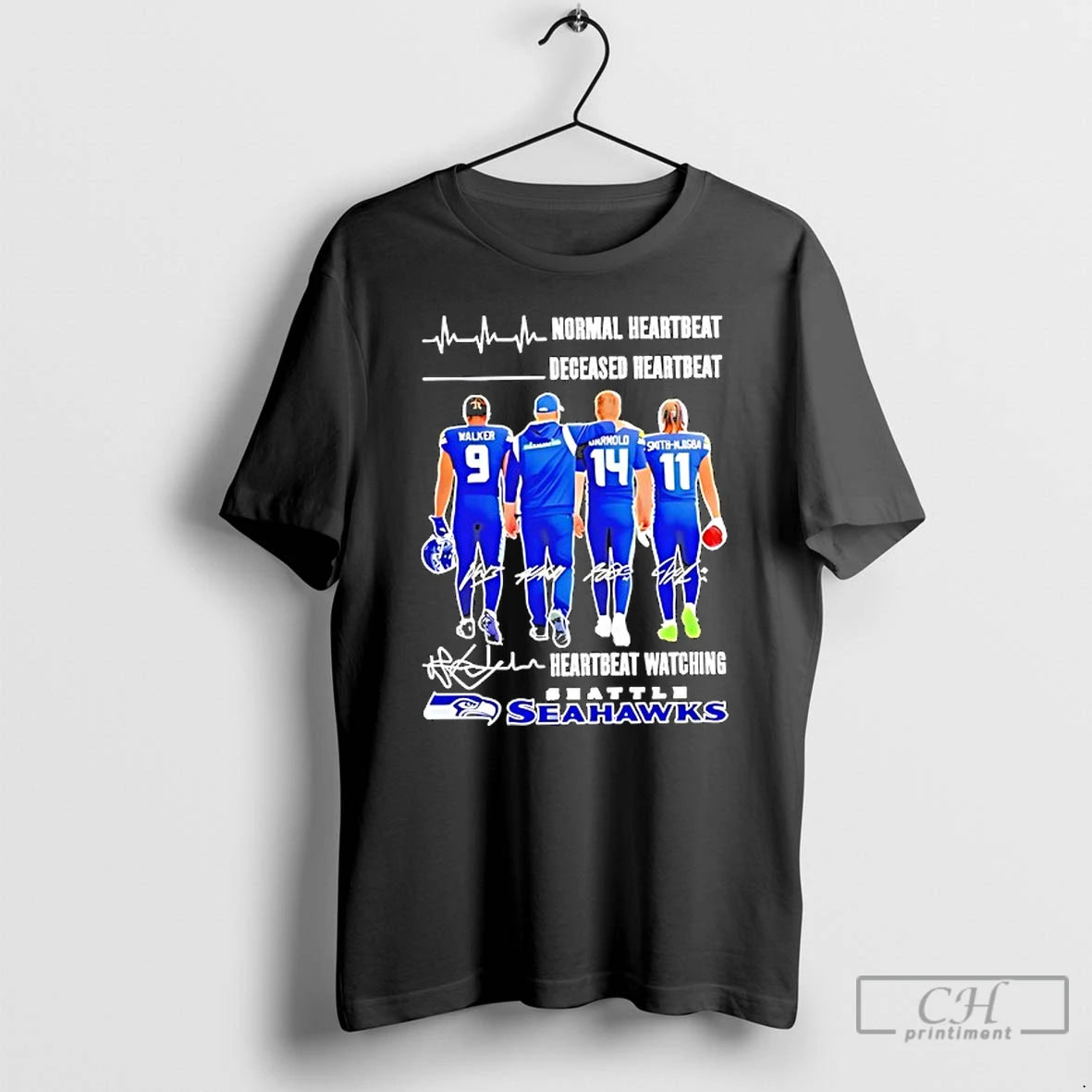 Premium Seahawks Normal Heartbeat Deceased Heartbeat Signatures T-Shirts, Hoodie, Sweatshirt | HypeCrazeTee.com