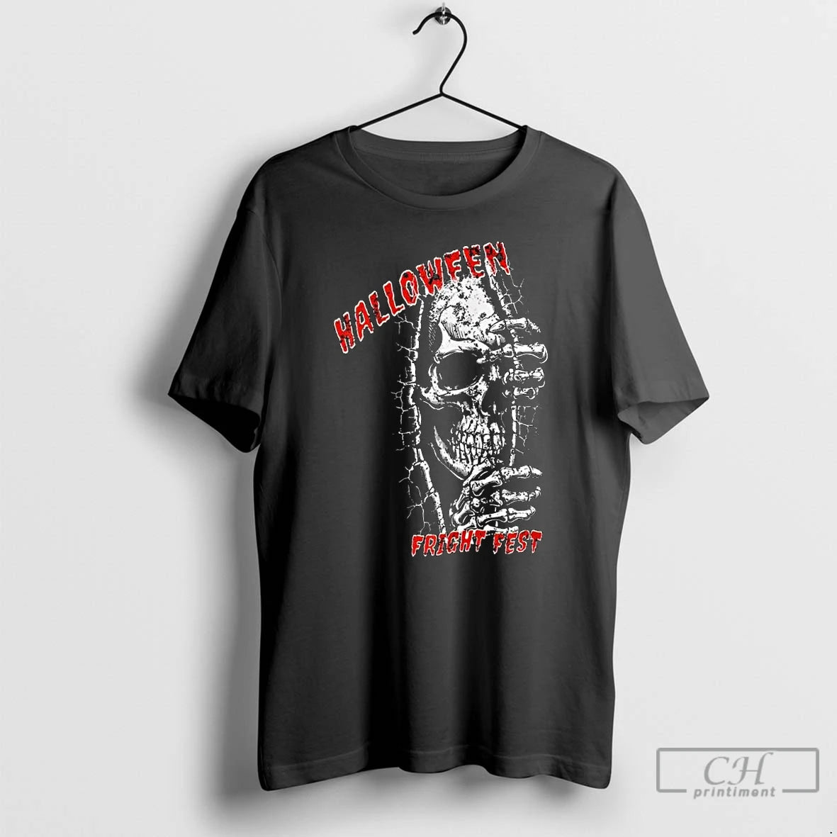 Premium Skeleton Halloween Fright Fest Long Sleve T Shirts