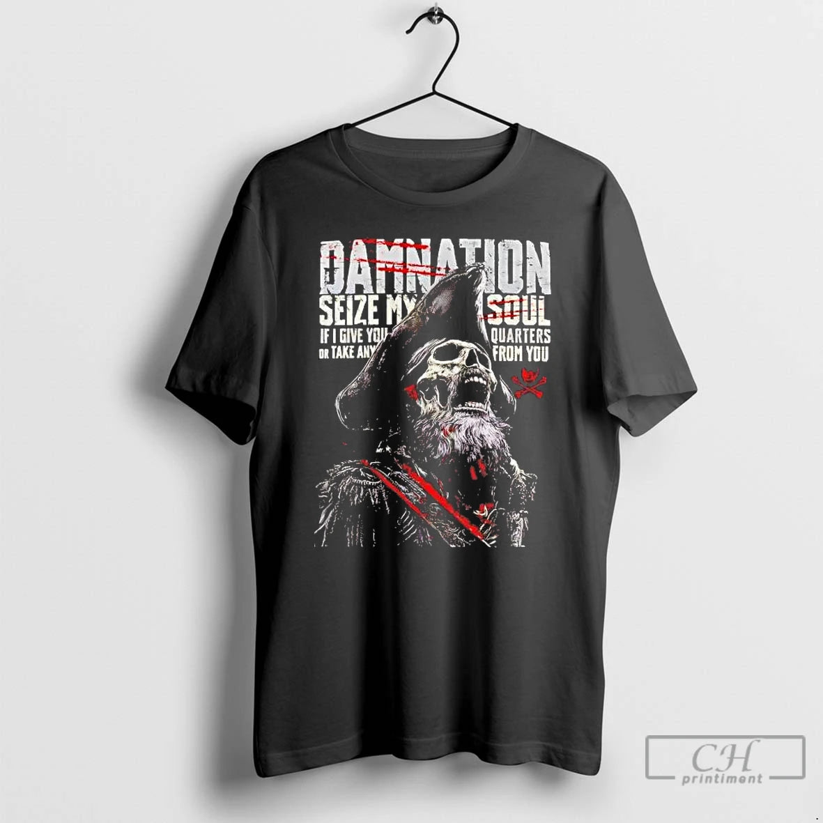 Premium Skeleton Damnation Seize My Soul If I Give You Quarters T-Shirts, Hoodie, Sweatshirt | HypeCrazeTee.com