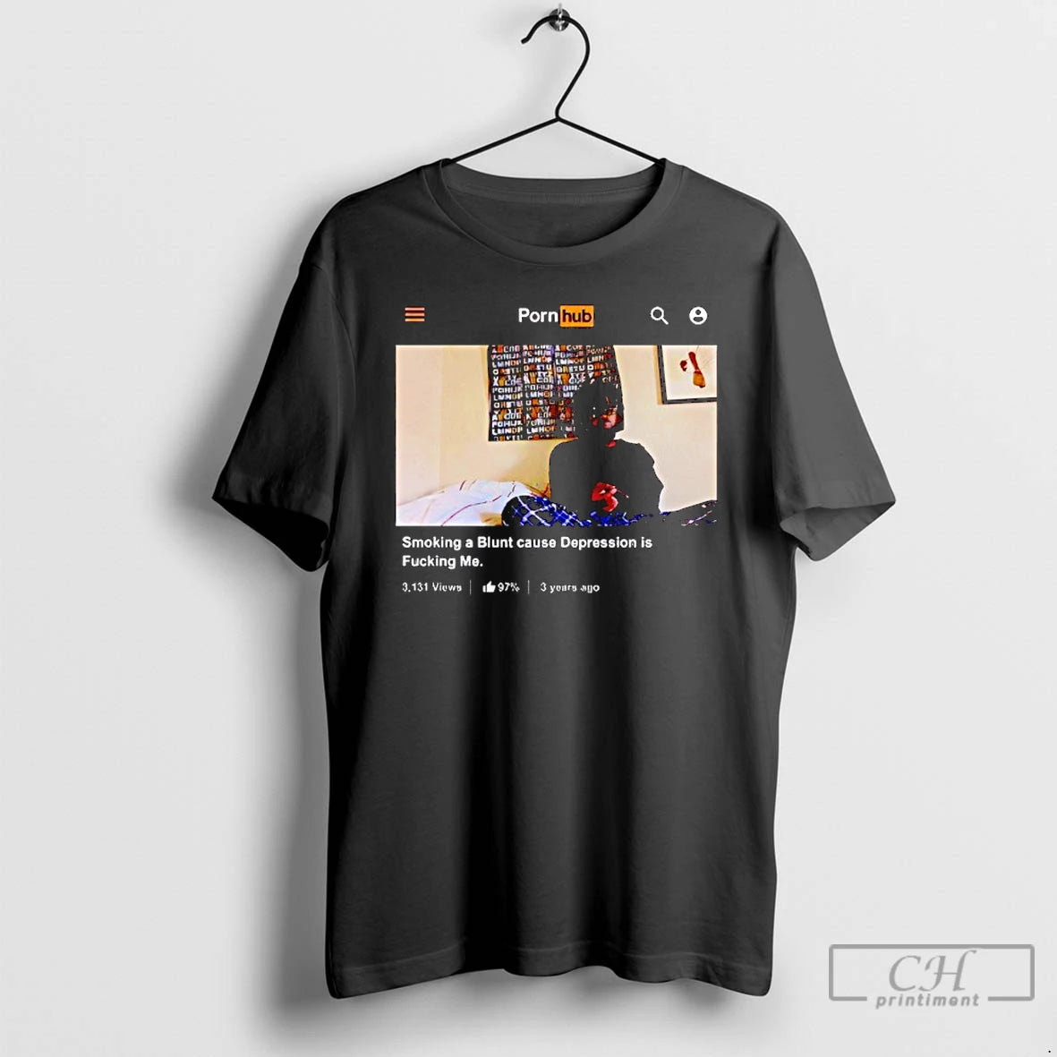 Premium Smoking A Blunt Cause Depression Is Fucking Me Pornhub T-Shirts, Hoodie, Sweatshirt | HypeCrazeTee.com