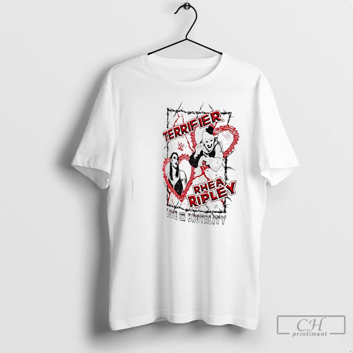 Premium Terrifier X Rhea Ripley Love And Brutality T-Shirts, Hoodie, Sweatshirt | HypeCrazeTee.com