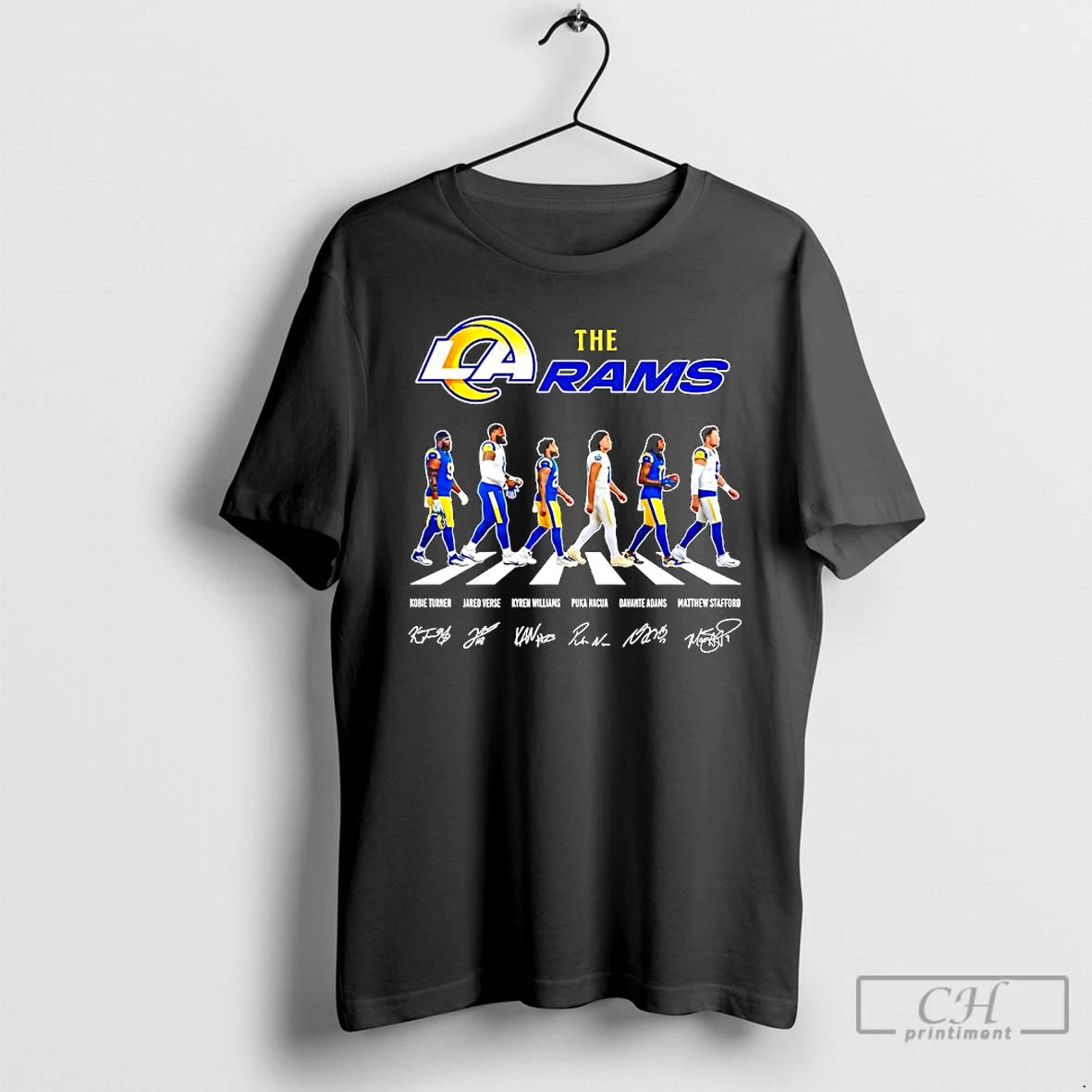 Premium The La Rams Featuring Player Signatures And Names Abbey Road T-Shirts, Hoodie, Sweatshirt | HypeCrazeTee.com