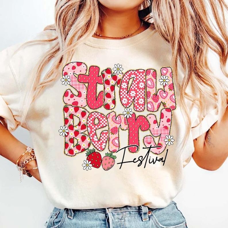 Preppy Strawberry Festival Summer Floral Boho Strawberry T-Shirt Hoodie, Sweatshirt | HypeCrazeTee.com