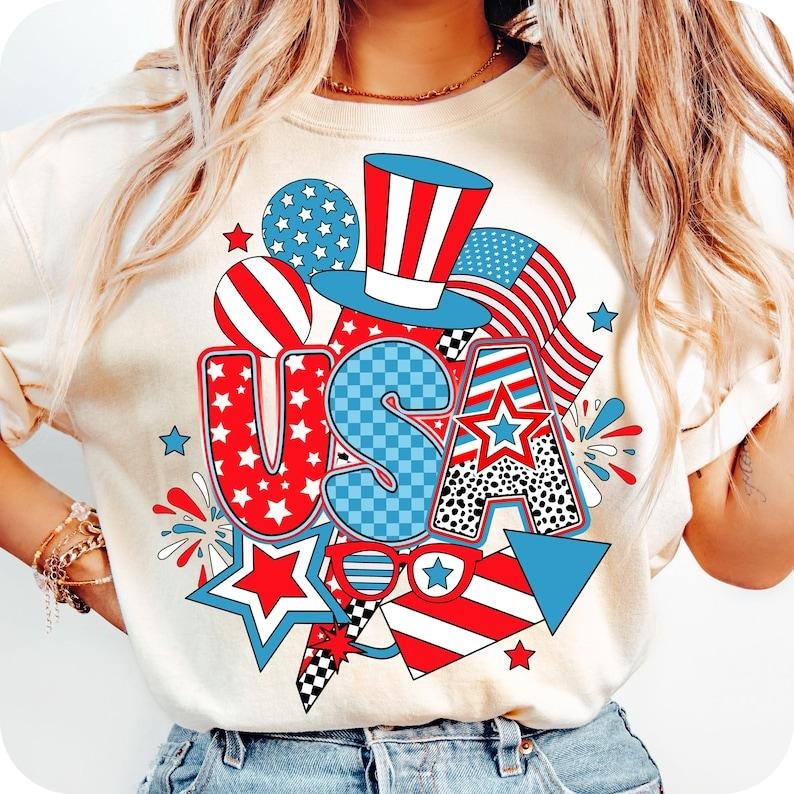 Preppy USA Retro Checkered America Coquette 1776 Girly Memorial T-Shirts, Hoodie, Sweatshirt