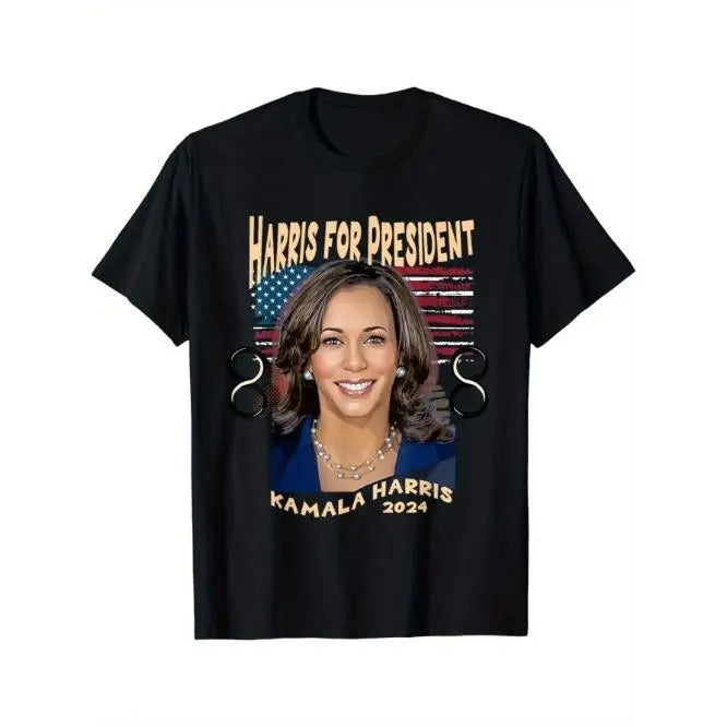 President Harris, Kamala smiling T-shirt in front of the 2024 US flag Made in USA Hoodie, Sweatshirt | HypeCrazeTee.com