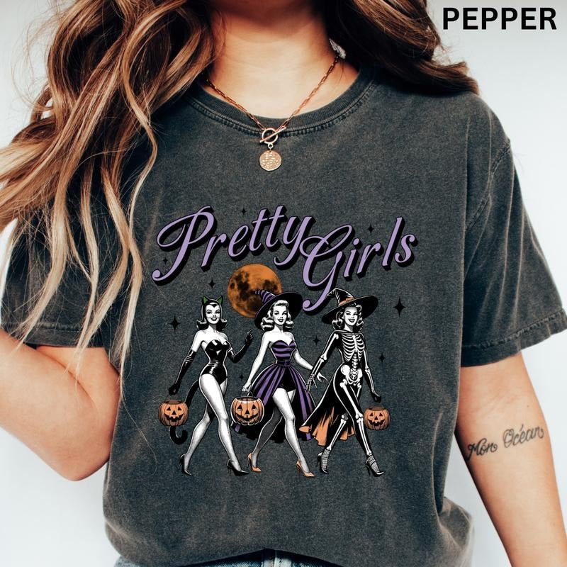 Pretty Shirt Spooky Season Shirt Pretty Spooky Season Halloween Cotton Top T-Shirts, Hoodie, Sweatshirt