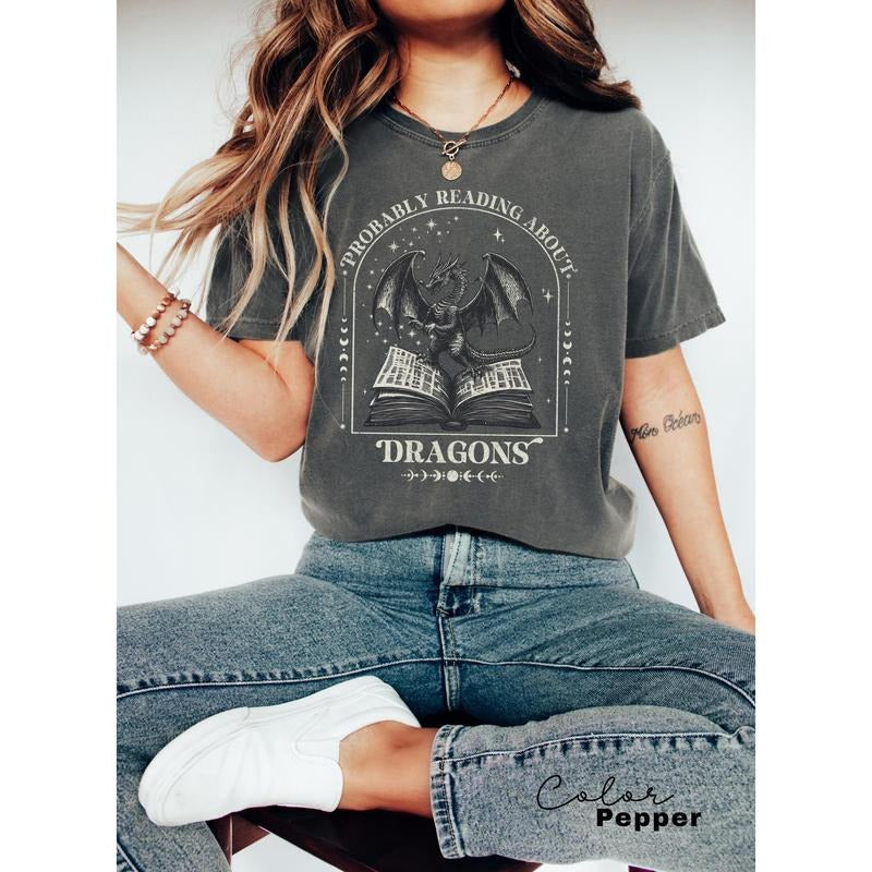 Probably Reading about Dragons Shirt, Dragon Shirt, bookish shirt, Booktok, librarian gift, Book lover, Dragon Lover...