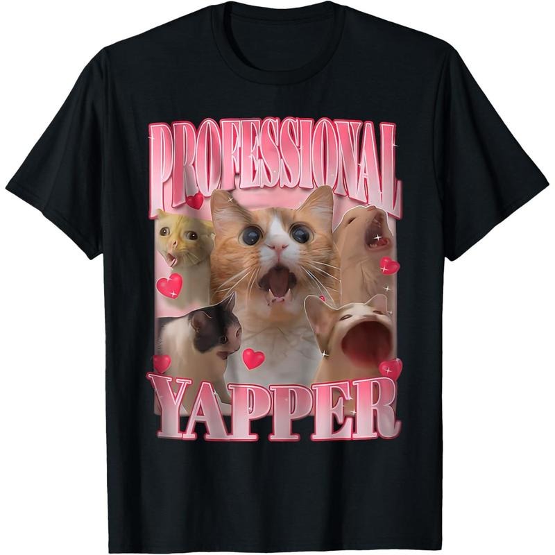 Professional Yapper Cat Funny Meme T-Shirt Sweatshirt Hoodie Comfort Colors Top Womenswear | HypeCrazeTee.com