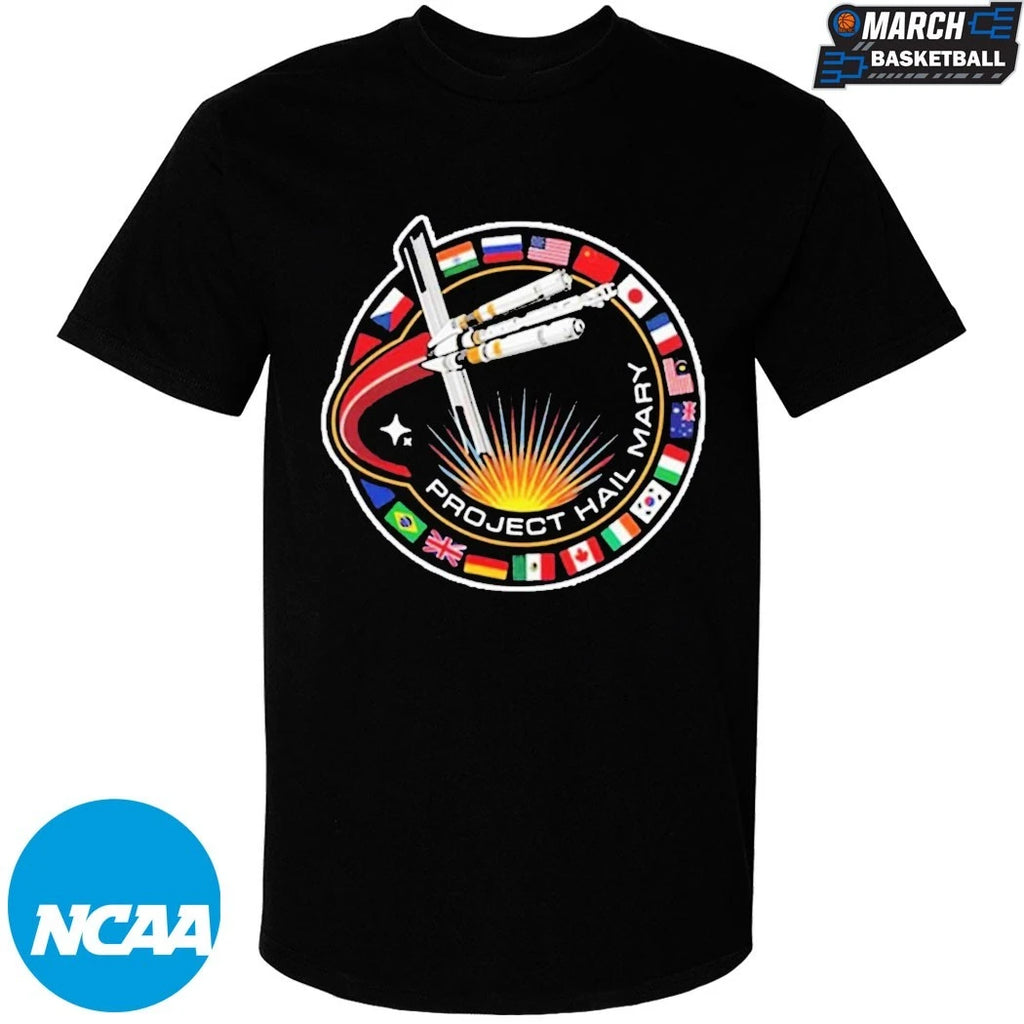 Project Hail Mary Spaceship With Nation Flags Mission Patch T-Shirts