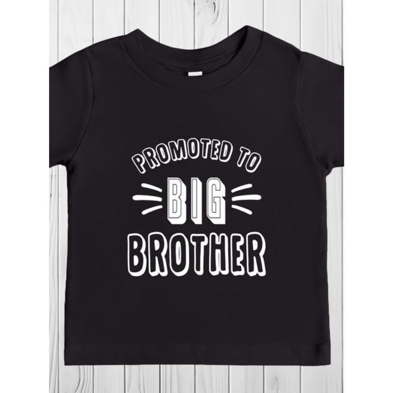 Promoted to Big Brother" Boys' Black Cotton T-Shirt