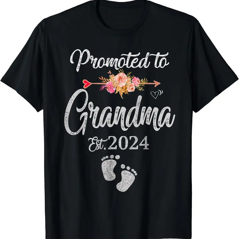 Promoted to Grandma Est 2024 Flower Mother's Day New Grandma T-Shirt Hoodie, Sweatshirt | HypeCrazeTee.com