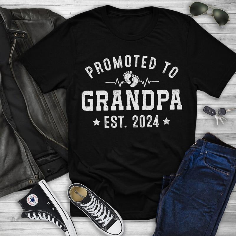 Promoted to Grandpa 2024 Soon to Be Grandfather New Grandpa T-Shirt Hoodie, Sweatshirt | HypeCrazeTee.com
