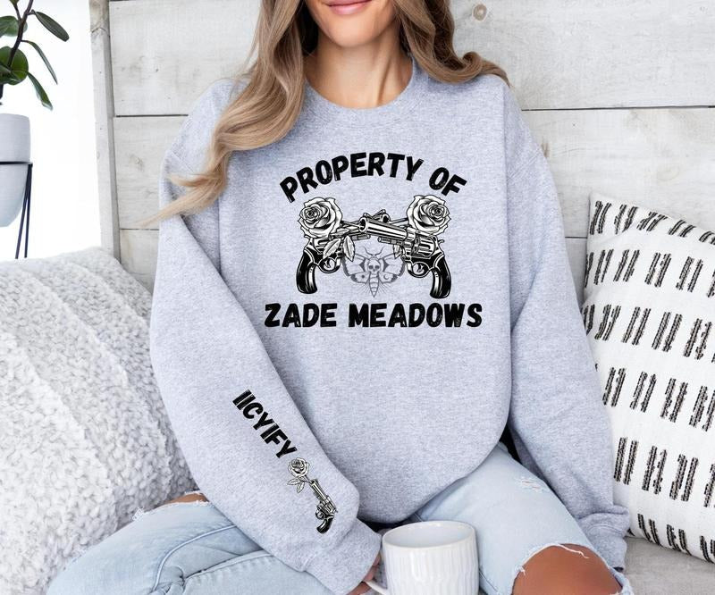 Property Of Zade Meadows Sweatshirt, Haunting Adeline Crewneck Hoodie, Dark Romance Womenswear Soft Crewneck Pullover...