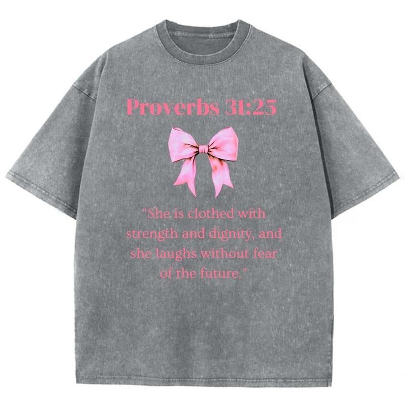 Proverbs 31_25 Unisex Washed T-Shirt, Christian Jesus  t shirts, Vintage 90s Graphic Tee Gift Womenswear Top Cotton...