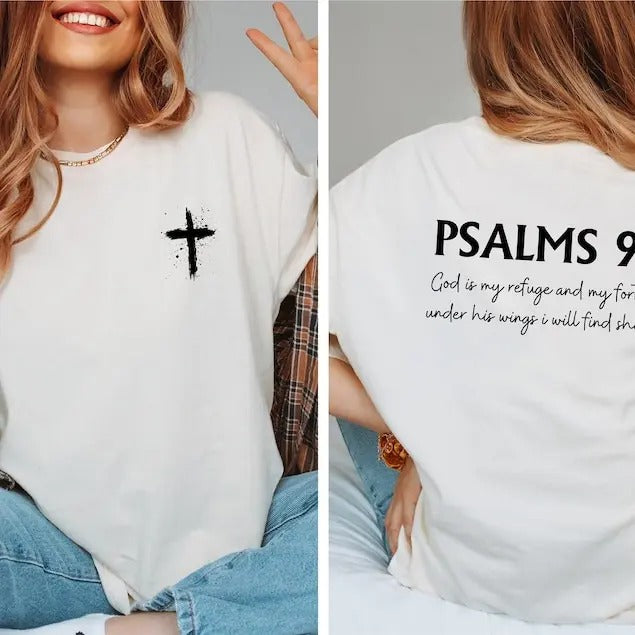 Psalm 91 T Shirt, Bible Verse T-Shirt, Christian Shirt, Women's Religious Shirt, Faith Based Shirt, Jesus  T-shirt,...