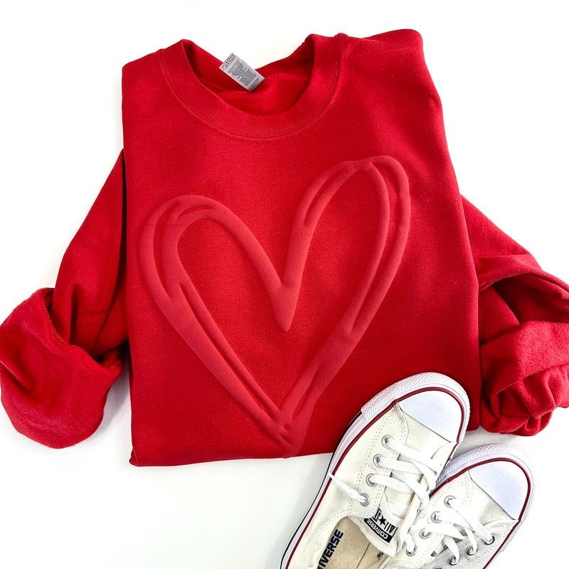 Puff Print Double Heart Embossed Heart Puff Hearts T-Shirts, Hoodie, Sweatshirt