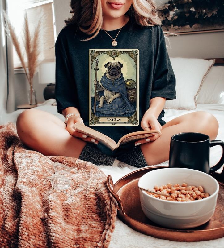 Pug Shirt, Pug Shirt For Her, Pug Tarot Card Shirt, Pug Owner Gift, Pug Lovers Shirts, Pug Mom Shirt Pug Graphic Tee, The...