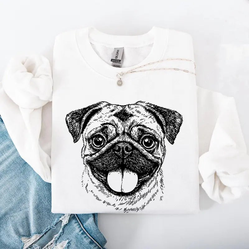 Pug, Pet, Dog Breed Sweatshirt, Crew Neck, Women's, Crewneck T-Shirts, Hoodie | HypeCrazeTee.com