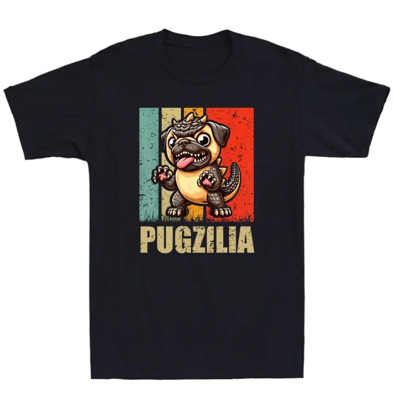 Pugzilla Pug Japanese Art Funny Pug Monster Parody Graphic Vintage Men's T-Shirt Hoodie, Sweatshirt | HypeCrazeTee.com