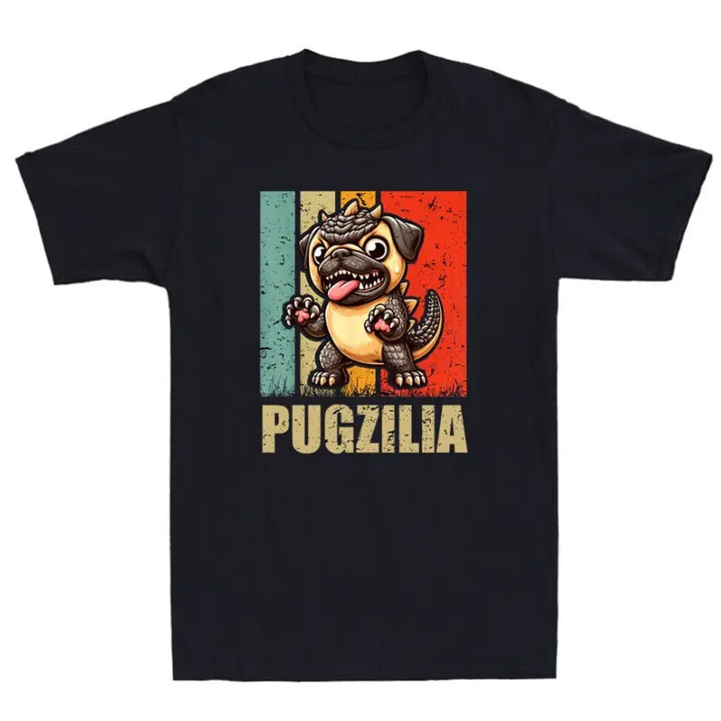 Pugzilla Pug Japanese Art Funny Pug Monster Parody Graphic Vintage Men's T-Shirtstyle{n002}2 T-Shirts, Hoodie, Sweatshirt
