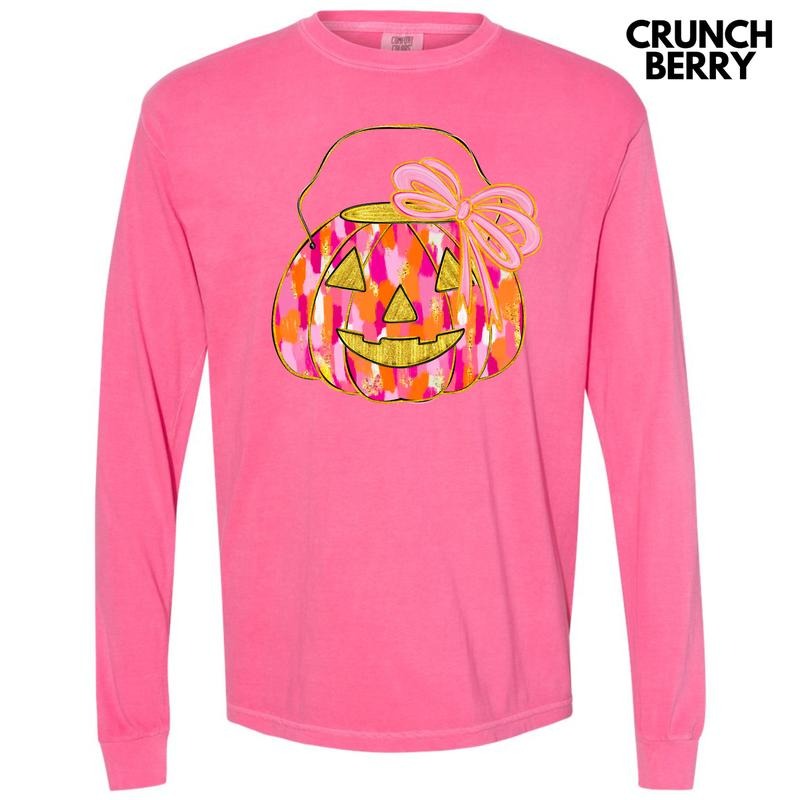 Pumpkin Pail Brushstroke Long Sleeve Comfort Colors T-Shirt 'NLB' Hoodie, Sweatshirt | HypeCrazeTee.com