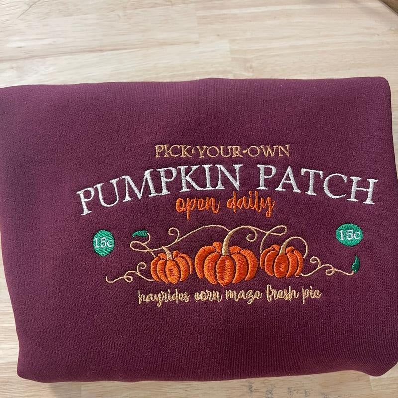Pumpkin patch embroidered sweatshirt T-Shirts, Hoodie | HypeCrazeTee.com