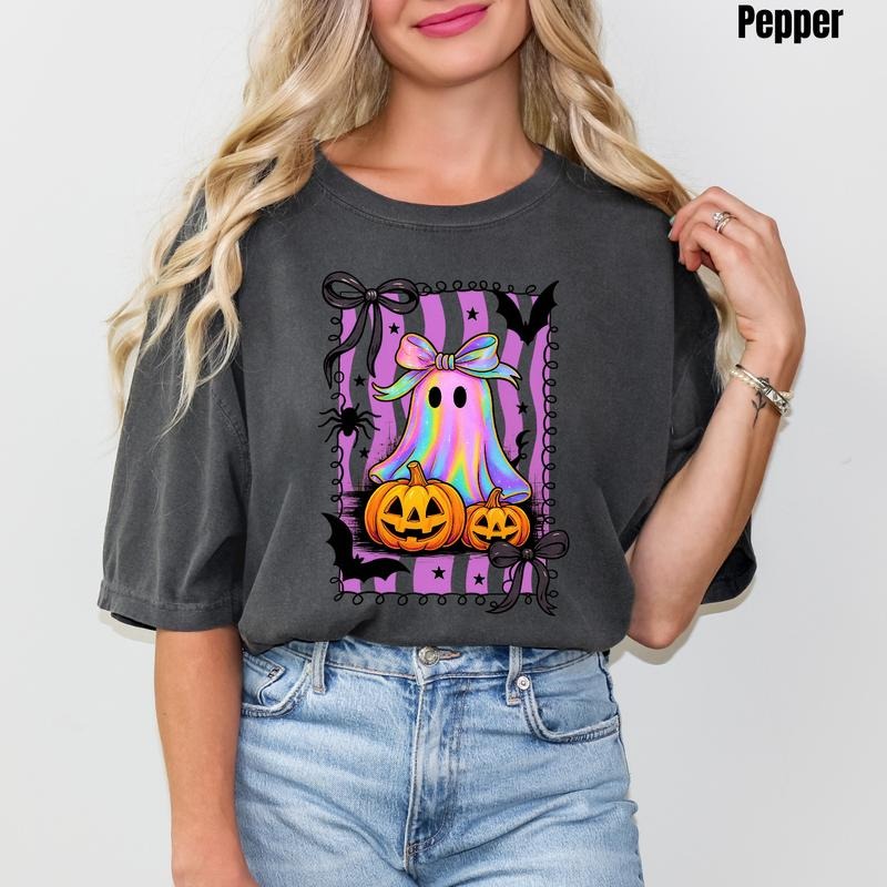 Pumpkins & Rainbow Ghost Comfort Colors T-Shirt 'NLB' Hoodie, Sweatshirt | HypeCrazeTee.com