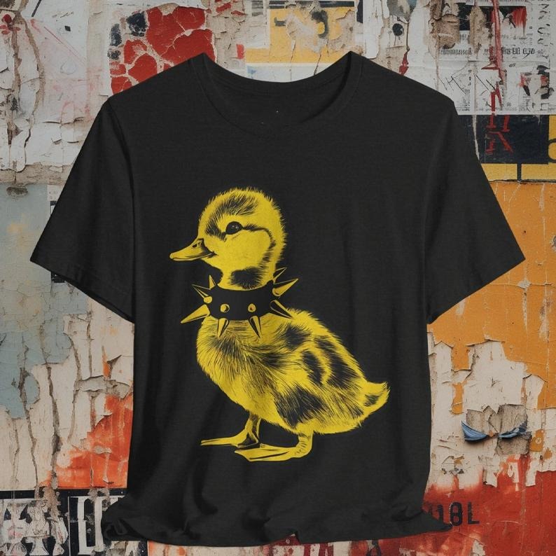 Punk T-shirt Baby Duck Graphic Black Tee Emo Punk Teens Spiked Collar Shirt Alternative Fashion Gift Punk Rock Graphic...