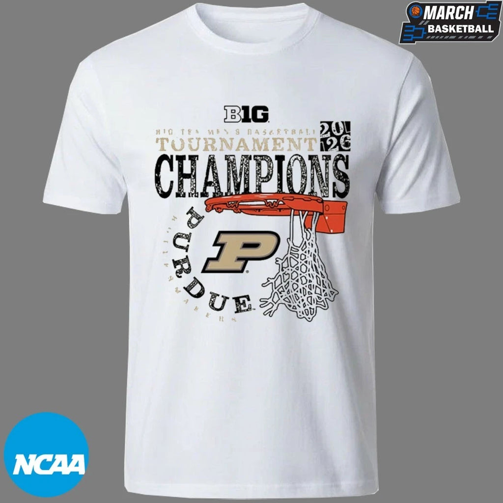 Purdue Boilermakers 2026 Big Ten Men’s Basketball Tournament Champions Cut Nets T-shirts