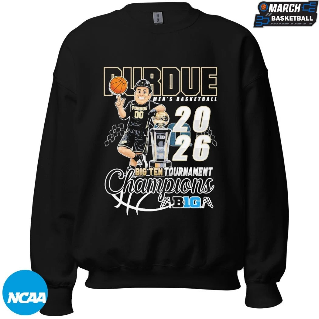 Purdue Boilermakers 2026 Big Ten Men’s Basketball Tournament Champions Mascot Trophy T-shirts