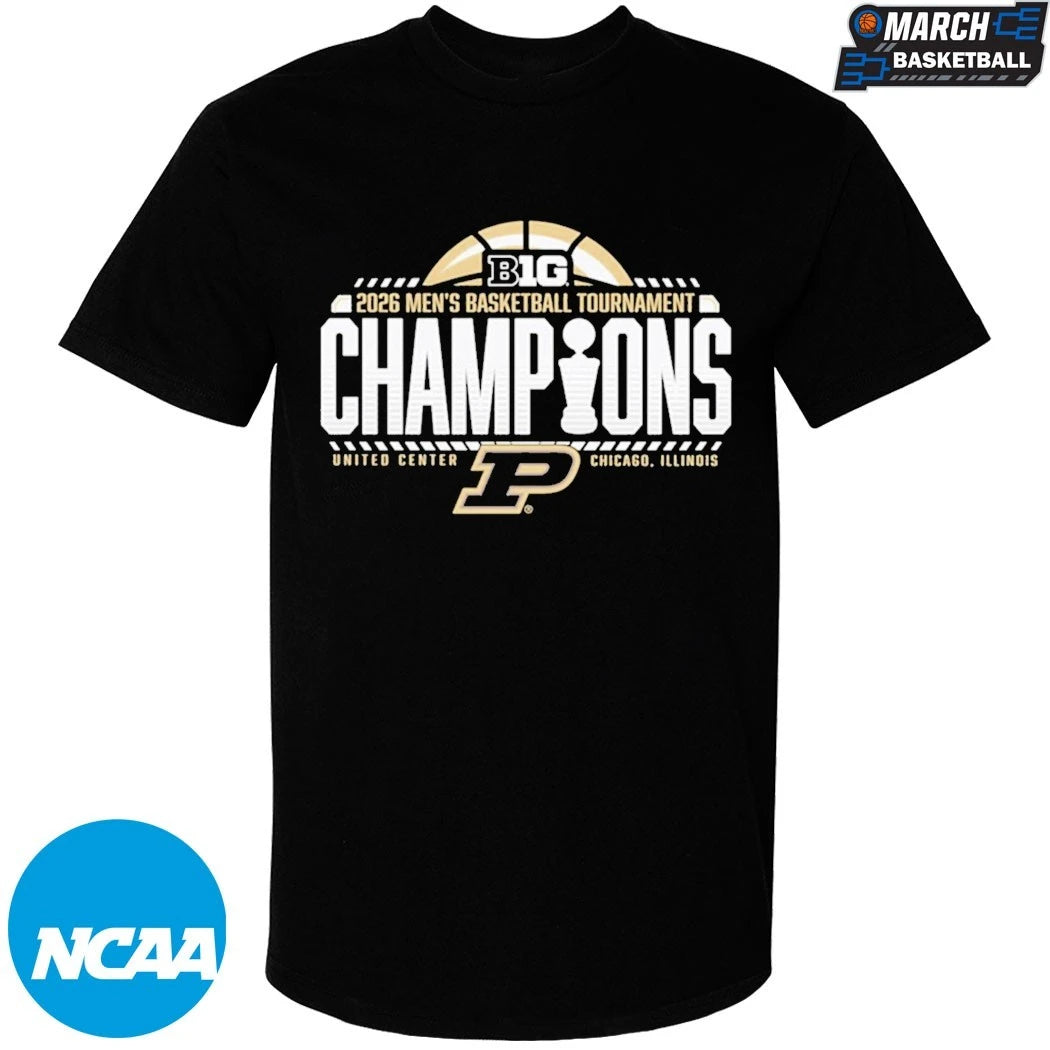 Purdue Boilermakers 2026 Big Ten Men’s Basketball Tournament Champions United Center Chicago Illinois T-shirts