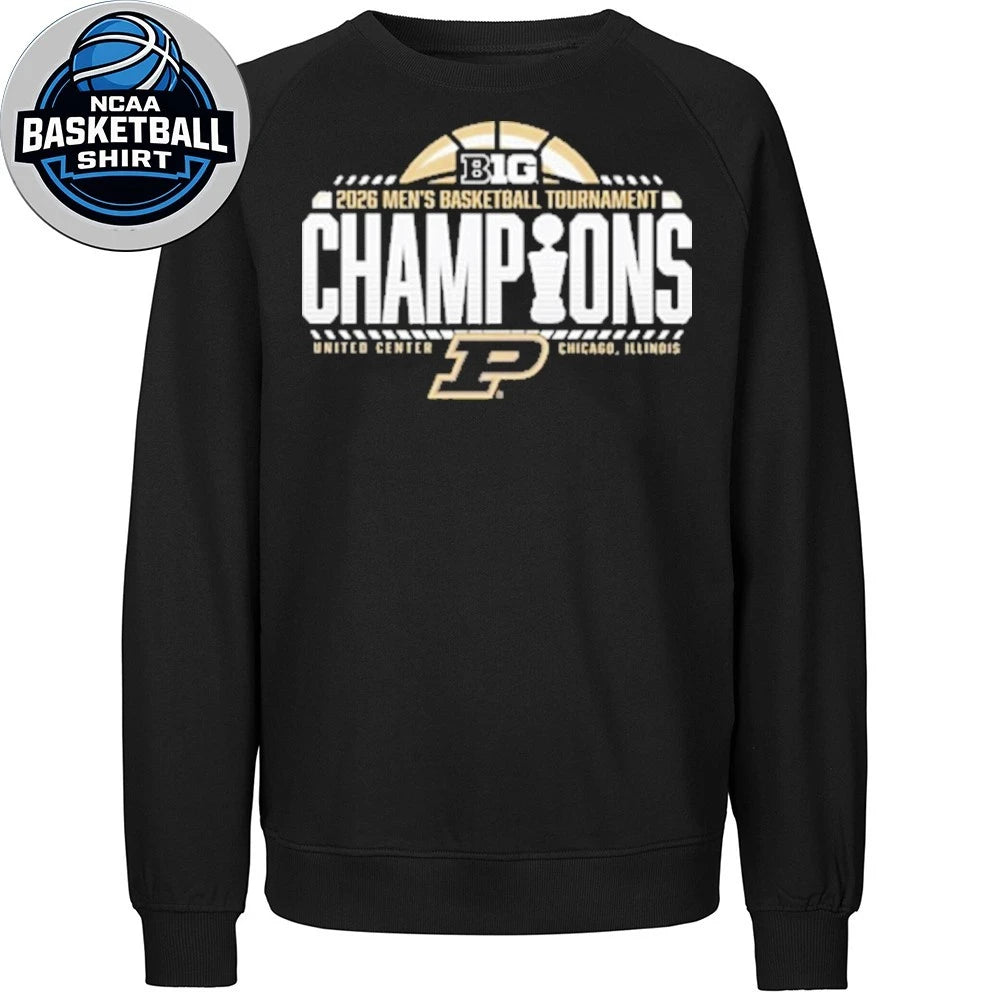 Purdue Boilermakers Black Blue 84 2026 Big Ten Men’s Basketball Tournament Champions Logo T-Shirt