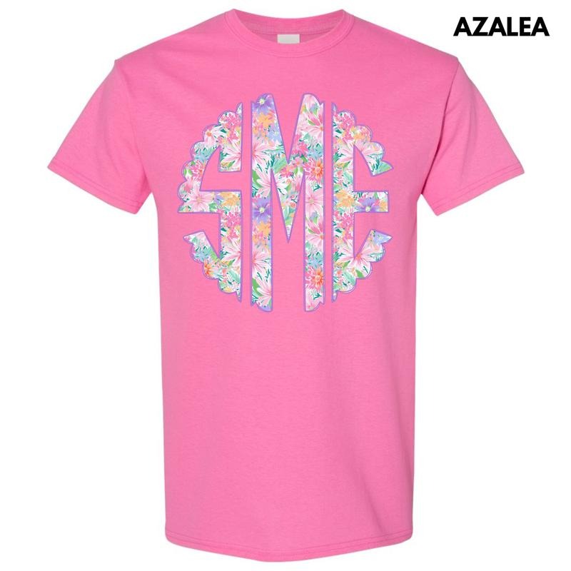 Purple Blossoms Monogram Gildan Short Sleeve T-Shirt 'NLB' Hoodie, Sweatshirt | HypeCrazeTee.com