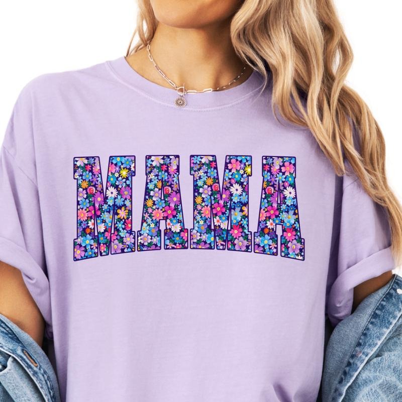 Purple Floral Mama Vintage Shirt Casual Cotton Shirt Comfort Fabric Top Womenswear Lady T-Shirts, Hoodie, Sweatshirt