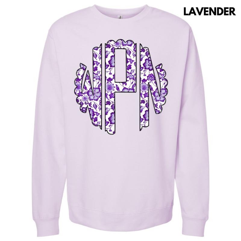 Purple Floral Monogram Sweatshirt 'NLB' T-Shirts, Hoodie | HypeCrazeTee.com