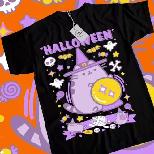 Pusheen Cat T-Shirt Kitty and Friends Halloween Cat love Girl Shirt All Size Hoodie, Sweatshirt | HypeCrazeTee.com