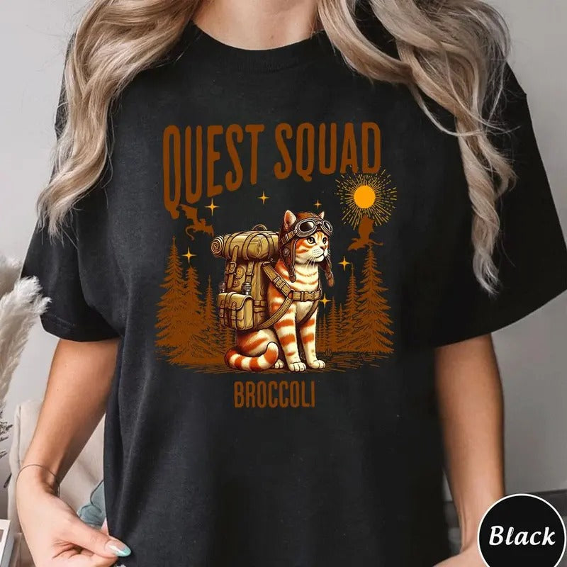 Quest Fantasy Squad Broccoli Funny Cat Shirt Hoodie, Sweatshirt | HypeCrazeTee.com