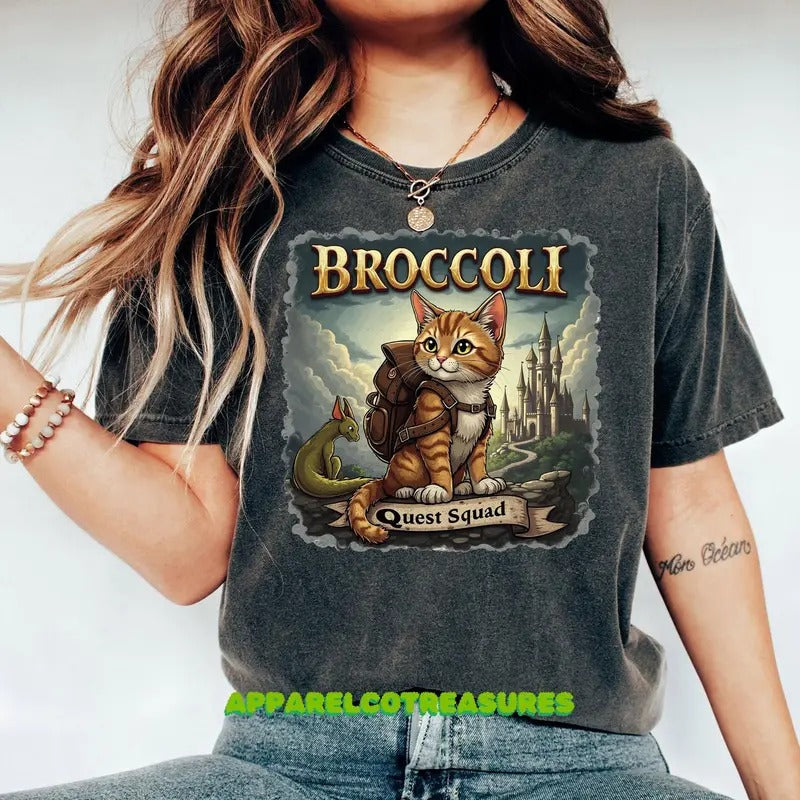 Quest Squad Broccoli Cat T-Shirt, Broccoli Cat Onyx Storm Shirt, Broccoli Cat Shirt, Fourth Wing Shirt, Basgiath War...