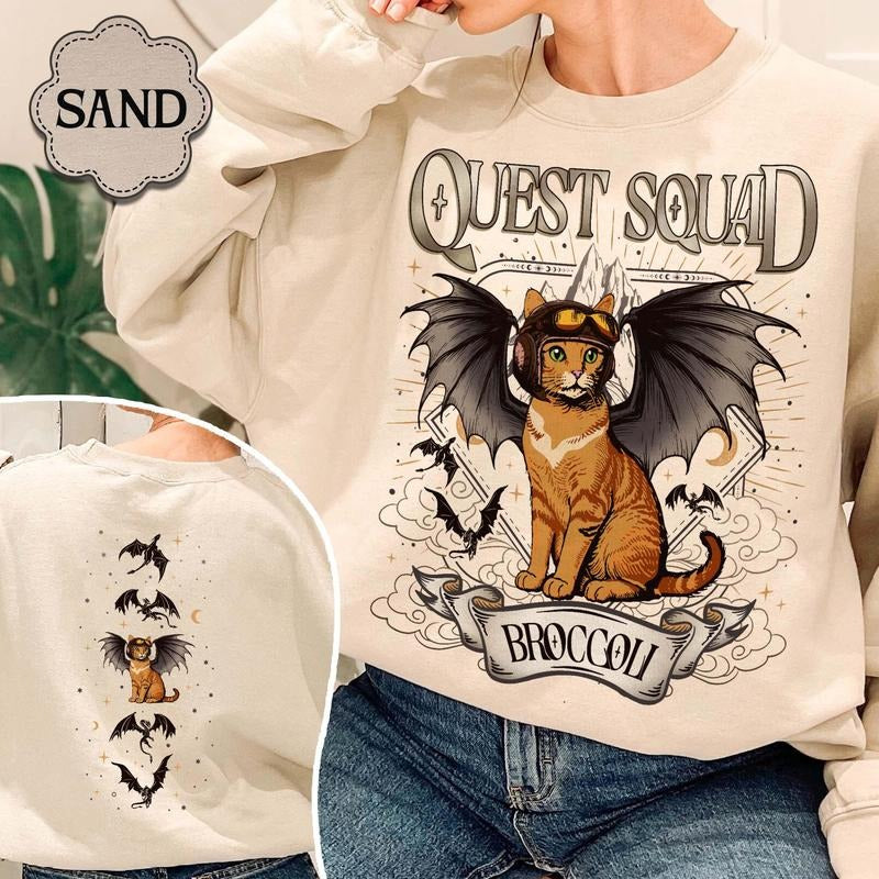 Quest Squad Broccoli Sweatshirt, Onyx Storm Shirt, Fourth Wing, Xaden Riorson, Ridoc Romantasy Fan Shirt, Dragon Rider,...