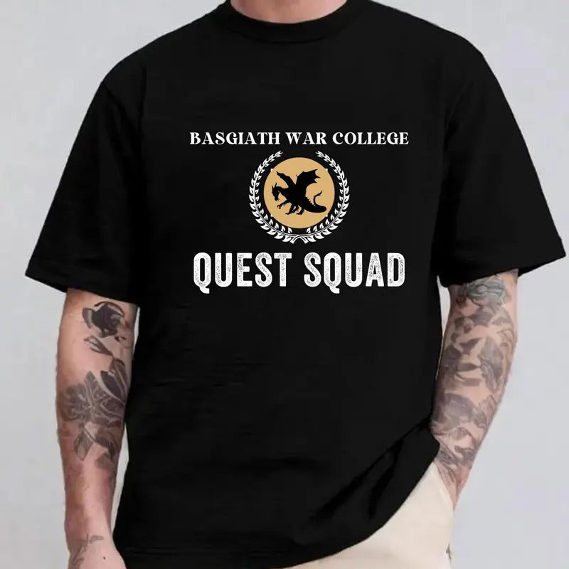 Quest Squad Iron Squad Shirt, Basgiath War College Fourth Wing Iron Flame Oynx Storm Book Series Fiction Fan...