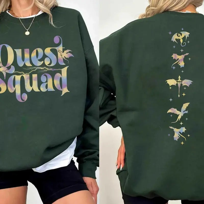 Quest Squad Onyx Storm Sweatshirt, Dragon Rider Shirt, Fourth Wing Tee, Basgiath War College T-Shirt, Bookish Tee Shirt,...