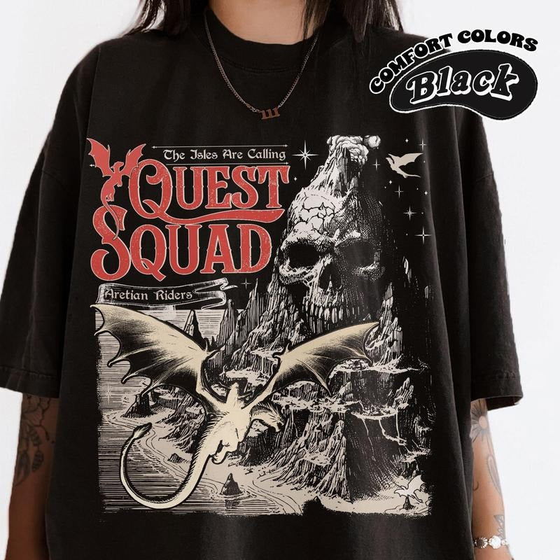 Quest Squad T-Shirt, Onyx Storm Book Inspired Tee, Fourth Wing T-Shirt, Fantasy Reader Gift, Novel Shirt, Unisex Jersey...