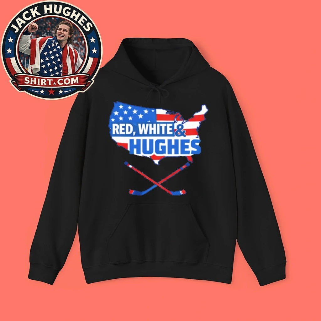 Quinn Hughes Red White And Hughes Map Tee Shirt