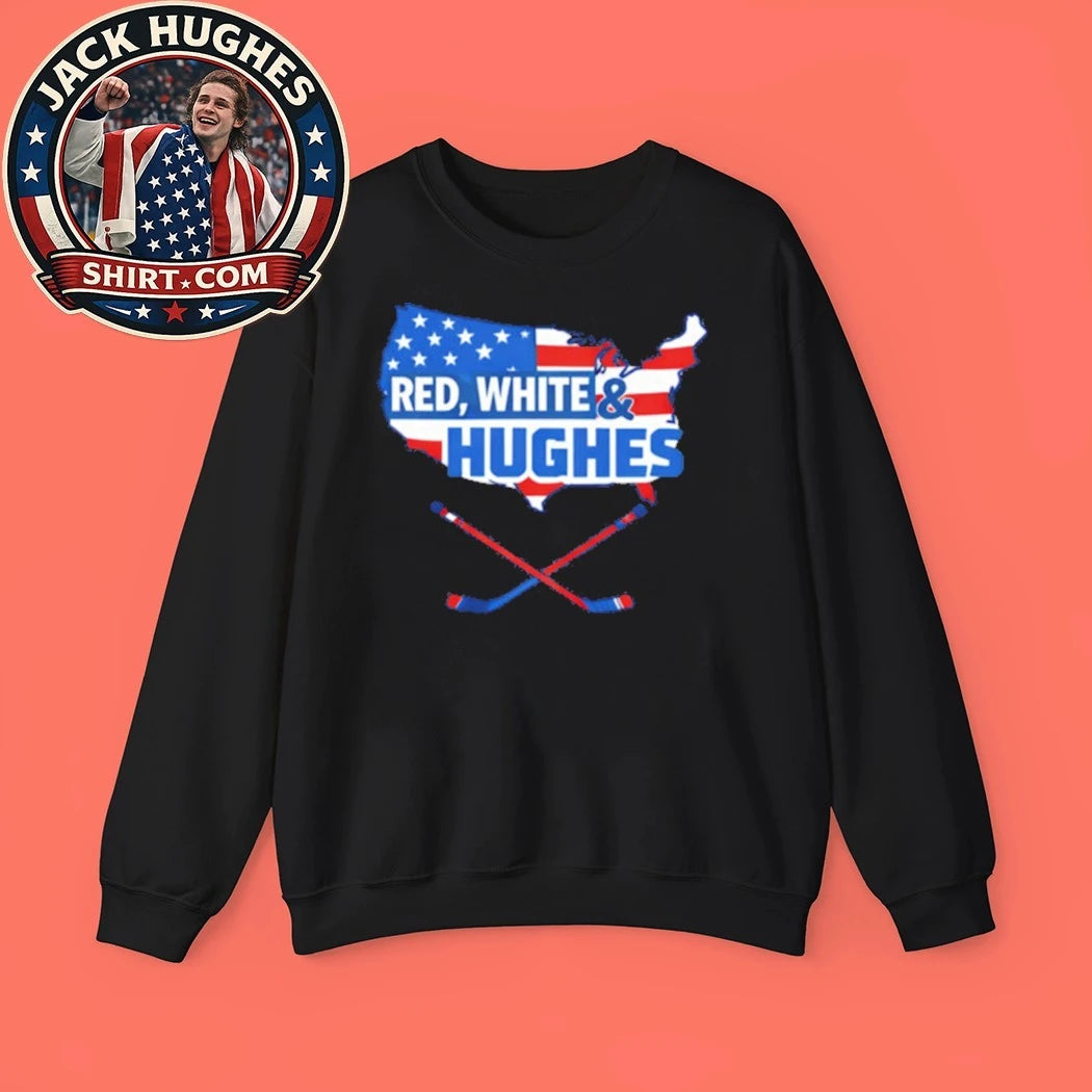 Quinn Hughes Red White And Hughes Map Tee Shirt