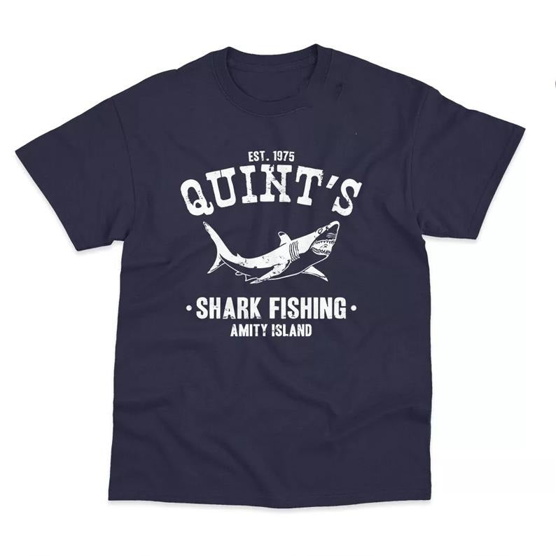 Quints Shark Fishing Inspired by Jawss Movie Printed T-Shirt, unisex shirt, womenswear, menswear, gift for movie fans,...
