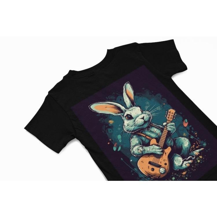 Rabbit t shirt - Rabbit playing the guitar T Shirts - Unisex animal Graphic Shirt - Rabbit lover Gift - Music Gift