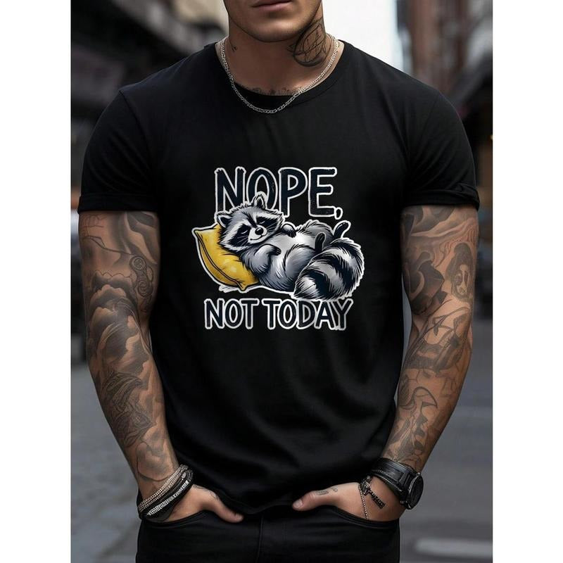 Raccoon Classic Printed Cotton Crew Neck T-Shirt - Short Sleeve T-Shirt, Casual for Men, Comfortable for Weekend Outings,...