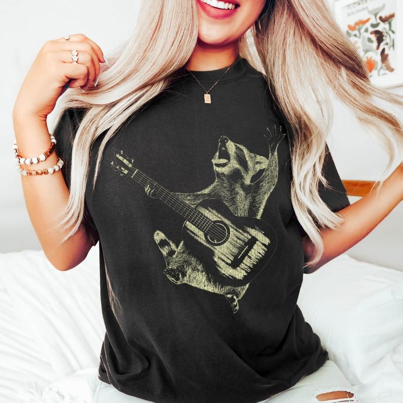 Raccoon Rocking Out T-shirt Hoodie, Sweatshirt | HypeCrazeTee.com